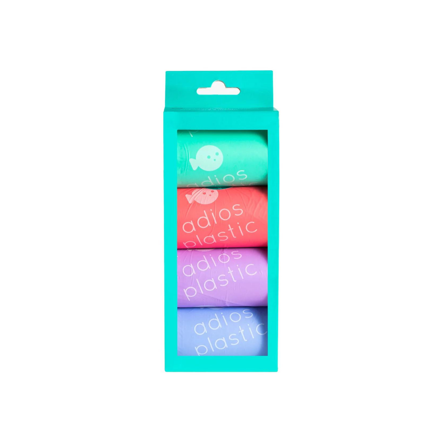 Adios Compostable Rainbow Dog Poop Bags Without Handles On A Roll