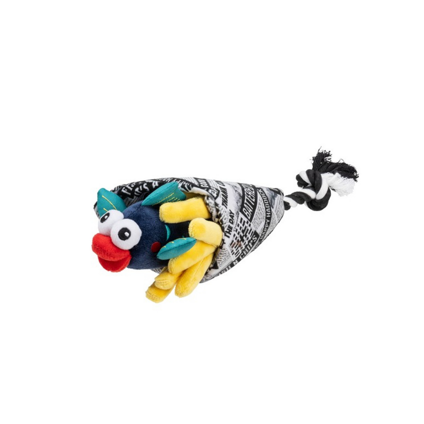 Fish & Chips Dog Toy, Soft Plush Takeaway-Inspired Toy with Squeaker