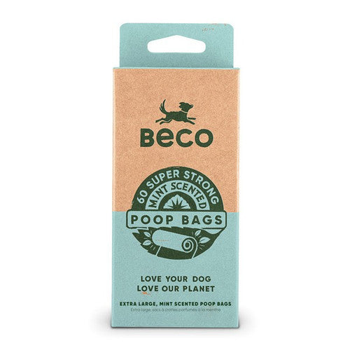 Beco Mint Scented Recycled Poop Bags, 60 pack, without handles - packaging