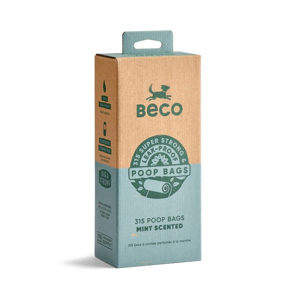 Beco Mint Scented Recycled Poop Bags, 315 pack, without handles - packaging