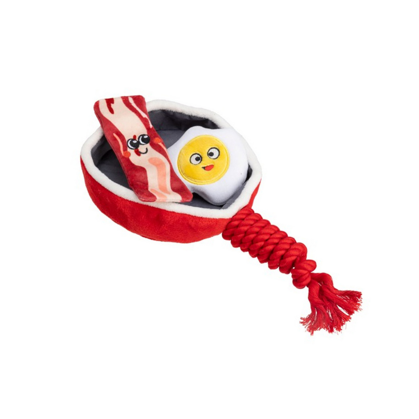 Frying Pan Dog Toy, Soft Plush Dog Toy with Squeaker