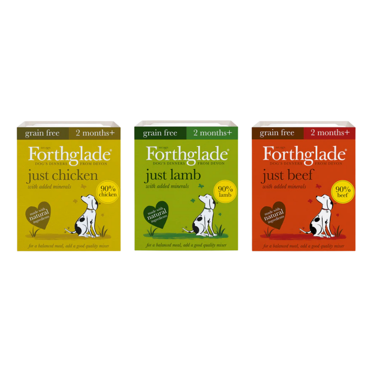 Forthglade Variety Pack Of Natural Wet Dog Food With Chicken, Lamb & Beef, Pack Of 12 x 395g