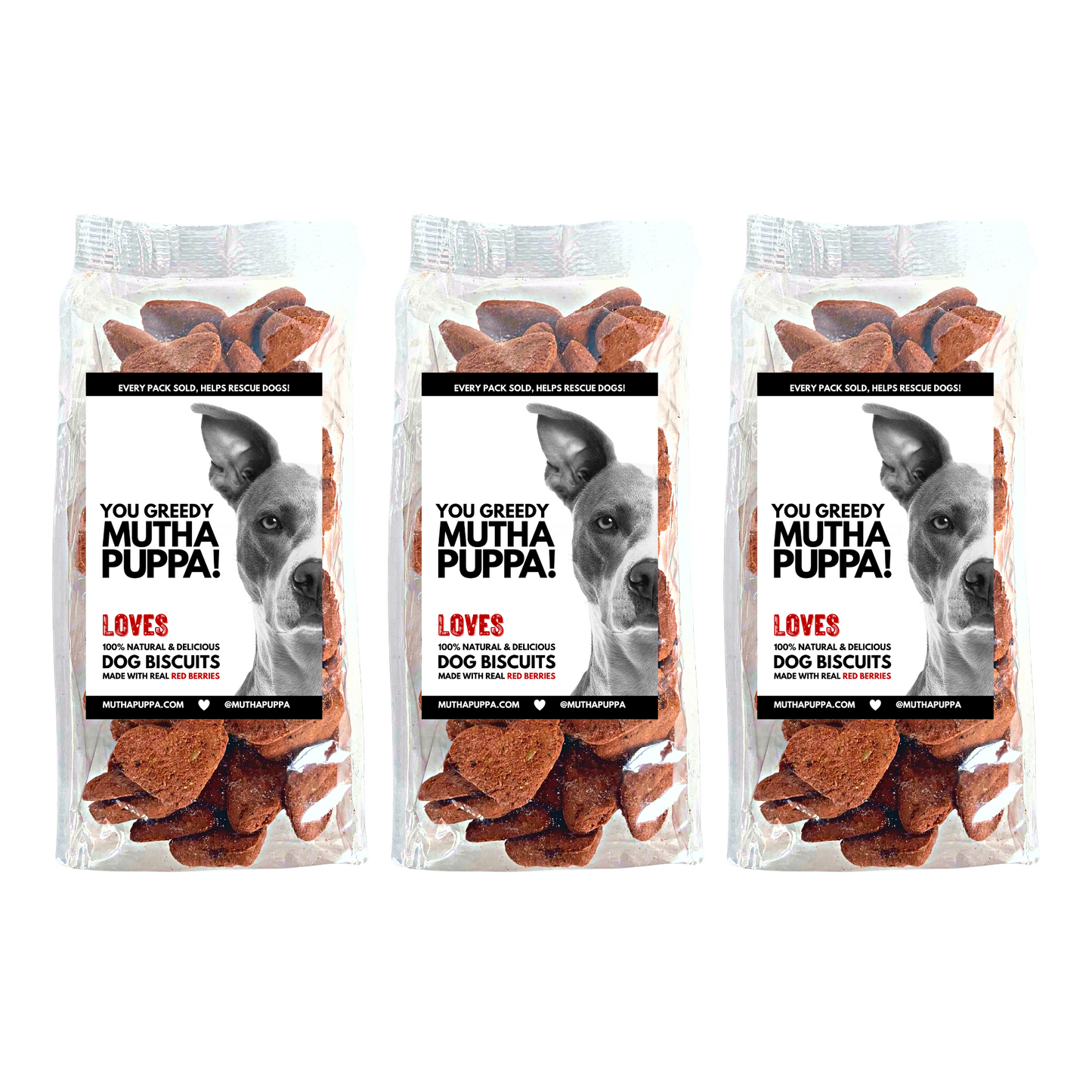 muthapuppa LOVES, 100% Natural & Delicious Dog Biscuits, Made With Real Red Berries, 300g