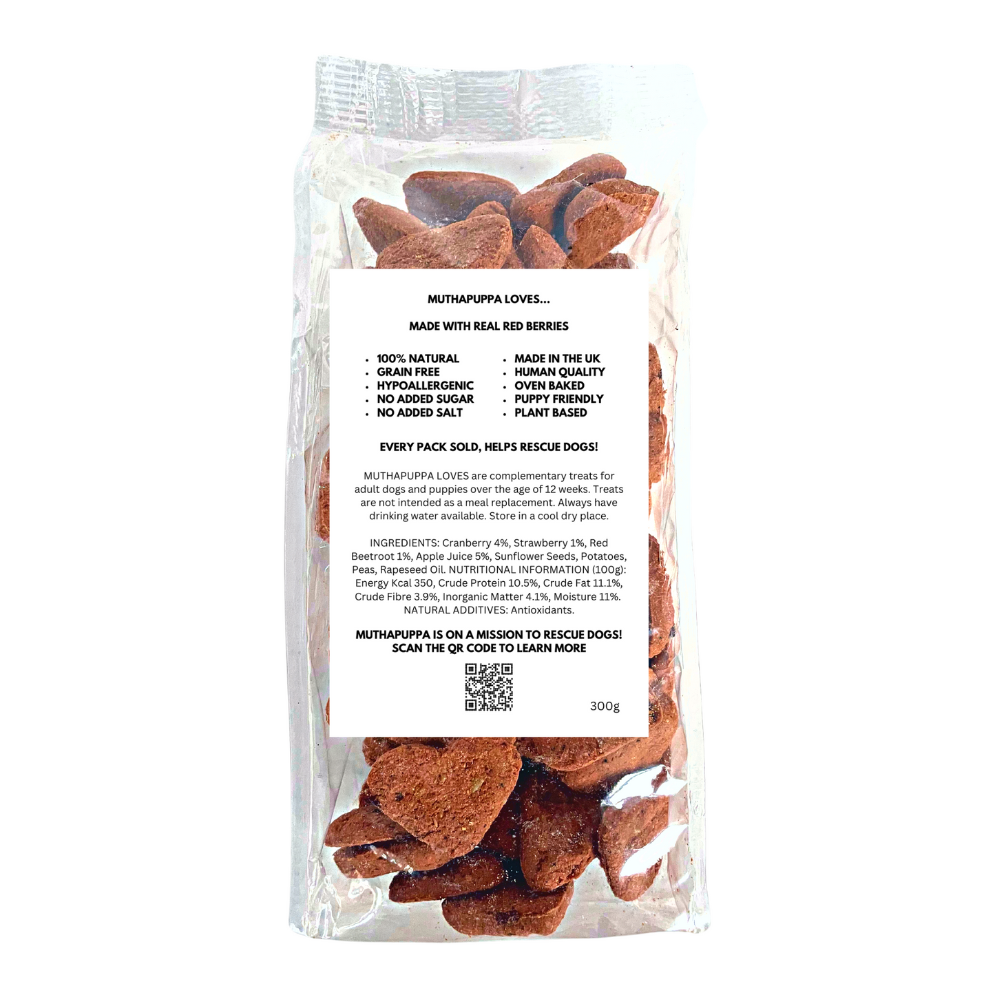 muthapuppa LOVES, 100% Natural & Delicious Dog Biscuits, Made With Real Red Berries, 300g