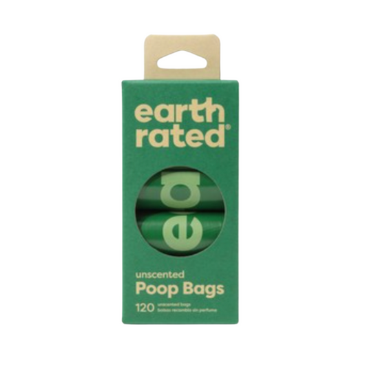 Earth Rated Poop Bags 120 Unscented Bags Without Handles on a Roll