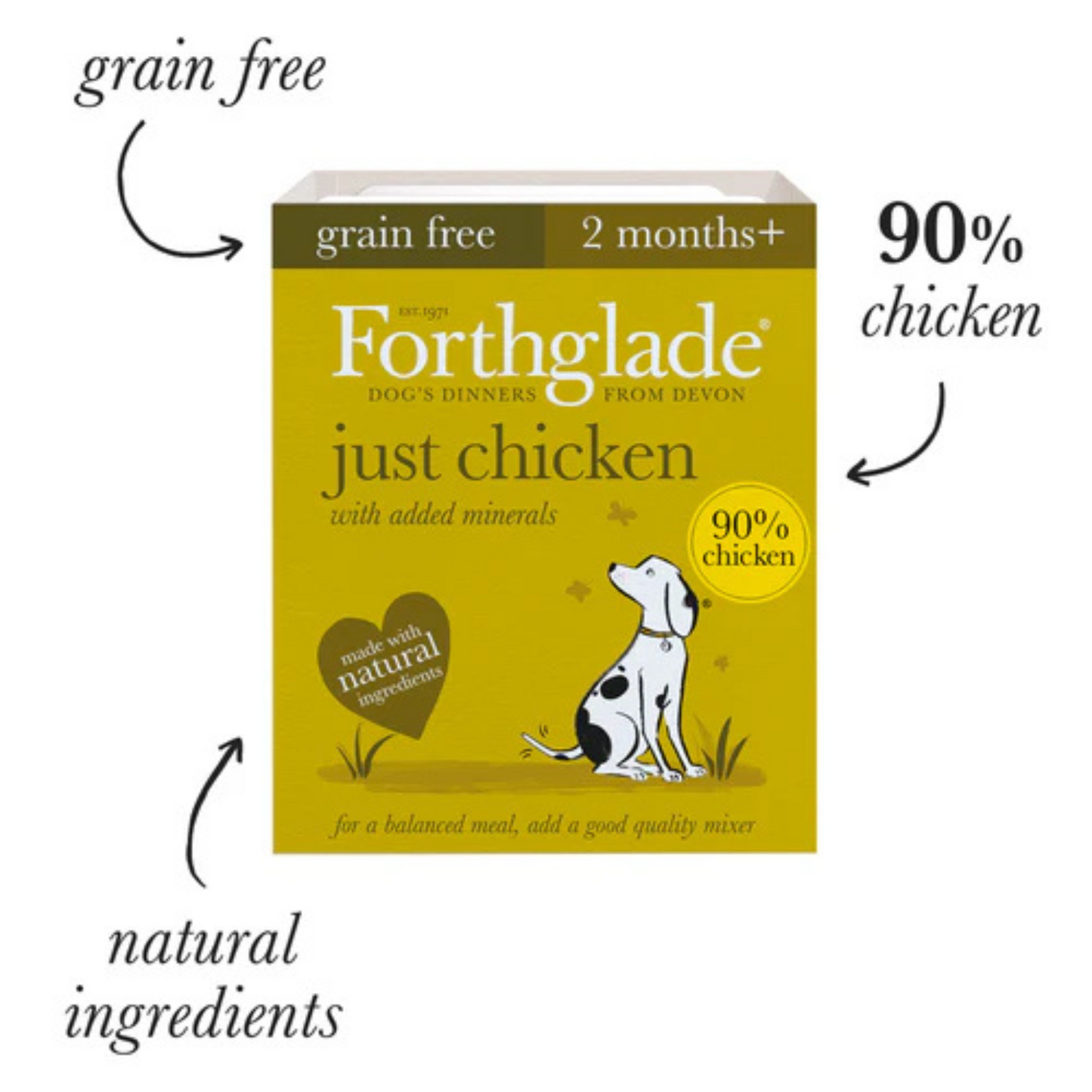Forthglade Variety Pack Of Natural Wet Dog Food With Chicken, Lamb & Beef, Pack Of 12 x 395g