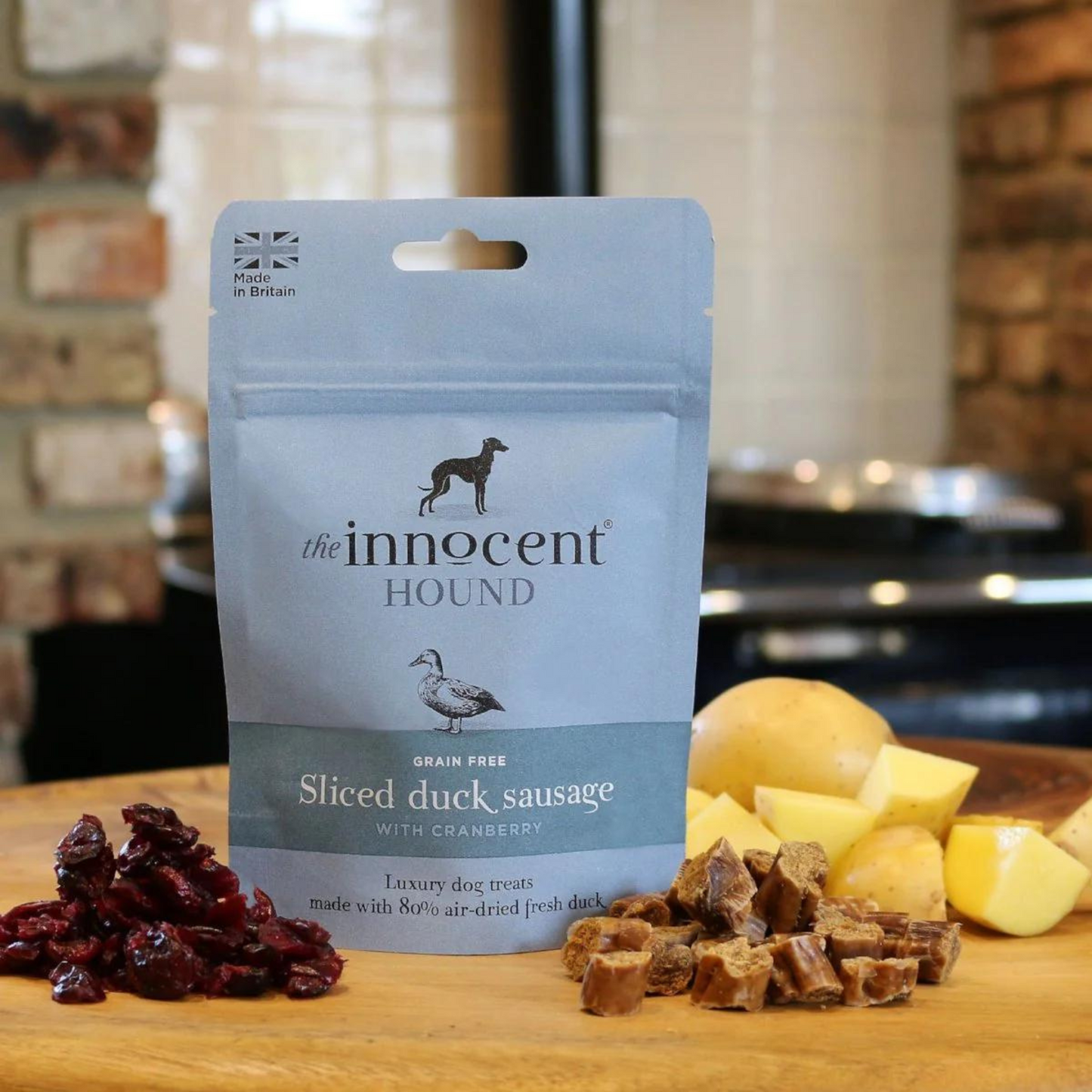 The Innocent Hound Sliced Duck Sausage and Cranberry 70g