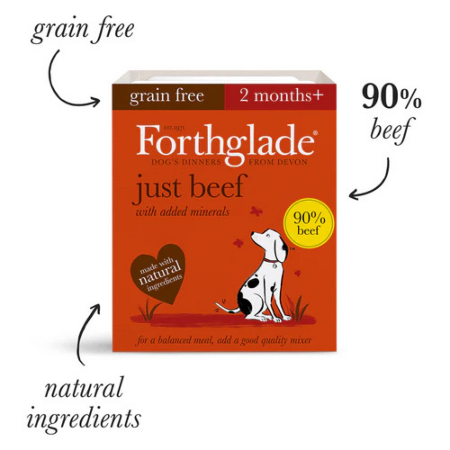 Forthglade Variety Pack Of Natural Wet Dog Food With Chicken, Lamb & Beef, Pack Of 12 x 395g