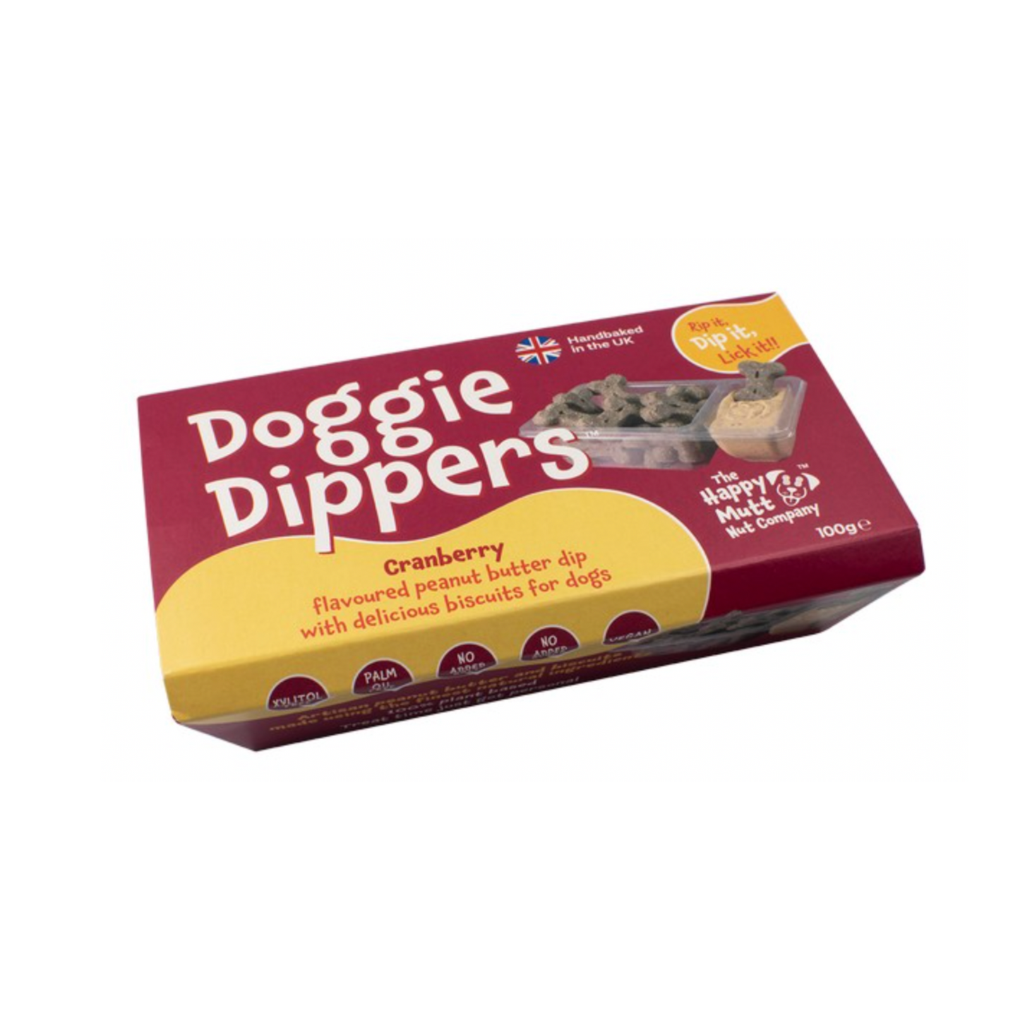 Doggie Dippers Cranberry Flavoured Peanut Butter Dip With Coconut Carob Biscuits 100g