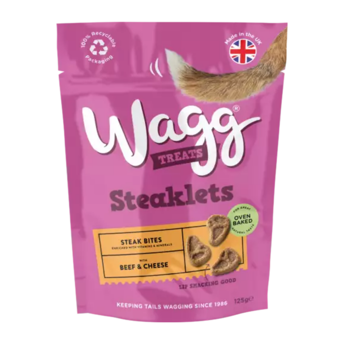 Wagg Steaklets Dog Treats With Beef & Cheese Steak Bites 125g