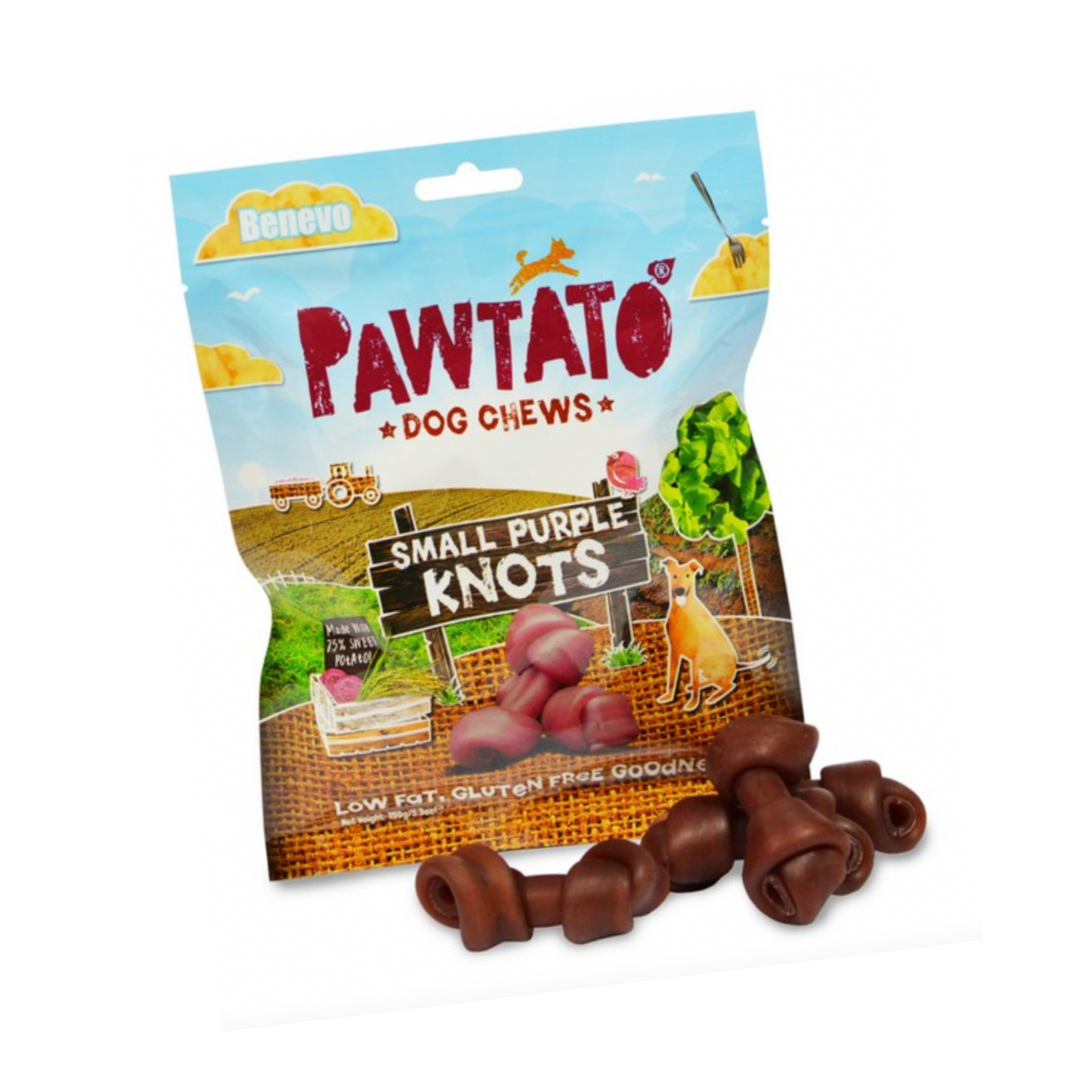 Pawtato Small Purple Knots Chews Made From Natural Sweet Potato Pack Of 10, 150g