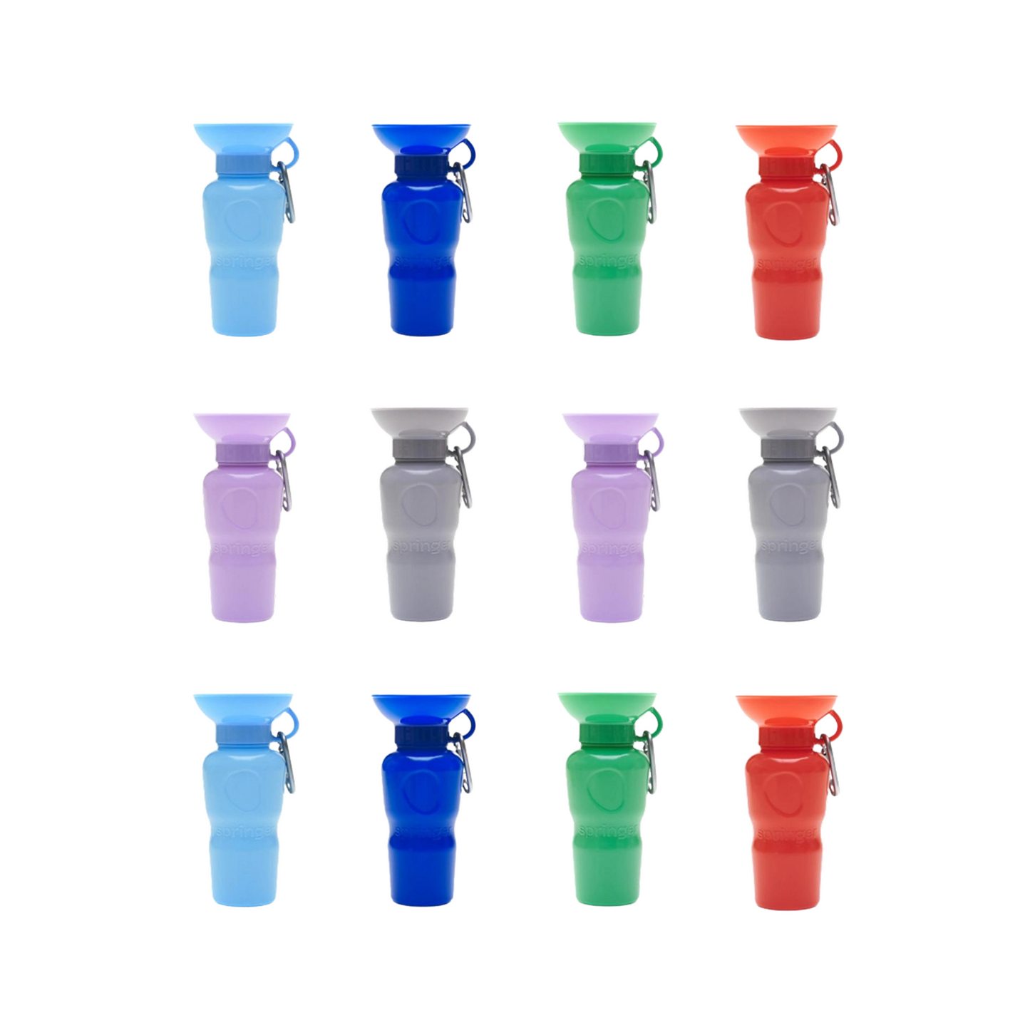 Springer Classic Dog Portable Travel Water Bottle Lilac, Coral, Grey, Green, Indigo, Sky Blue