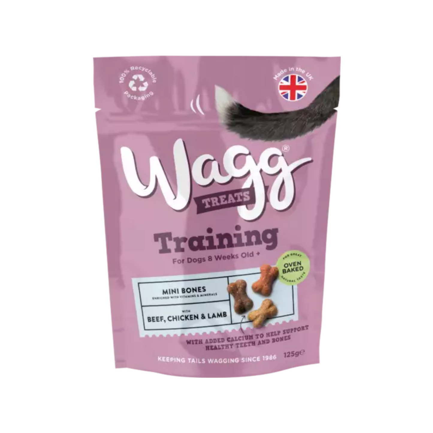 Wagg Training Dog Treats With Beef Chicken & Lamb Mini Bones 125g