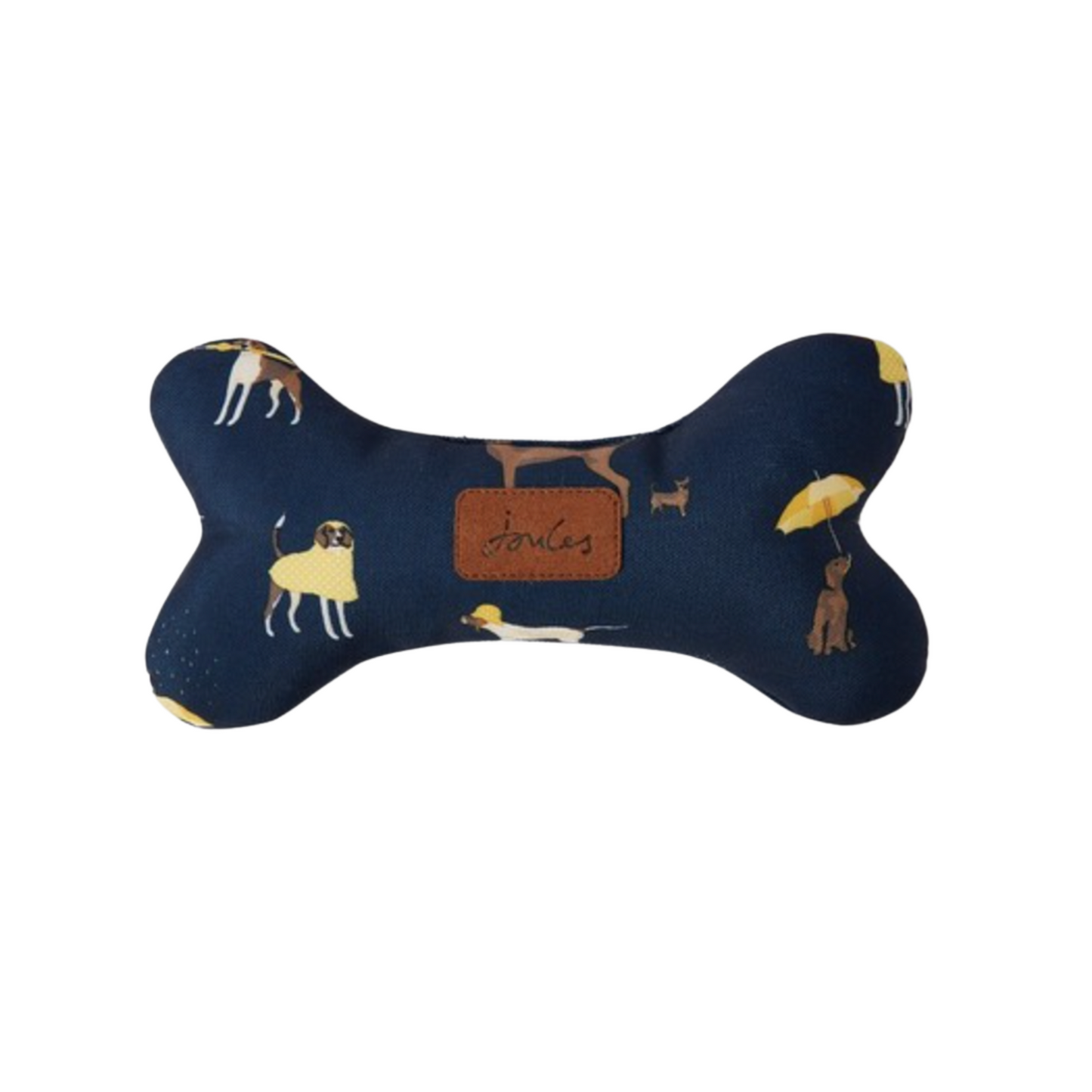 Joules Plush Navy Dog Print Bone Dog Toy