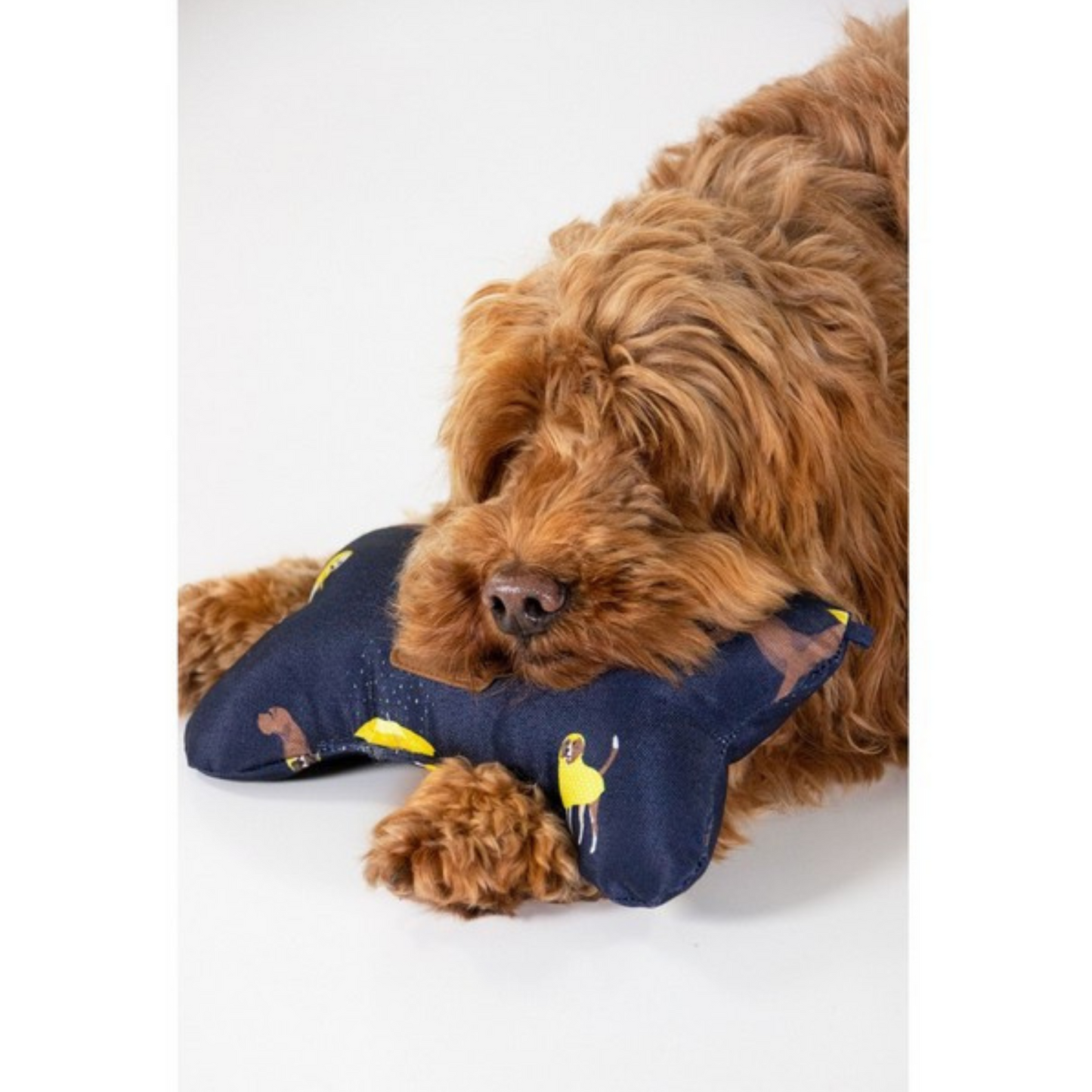 Joules Plush Navy Dog Print Bone Dog Toy