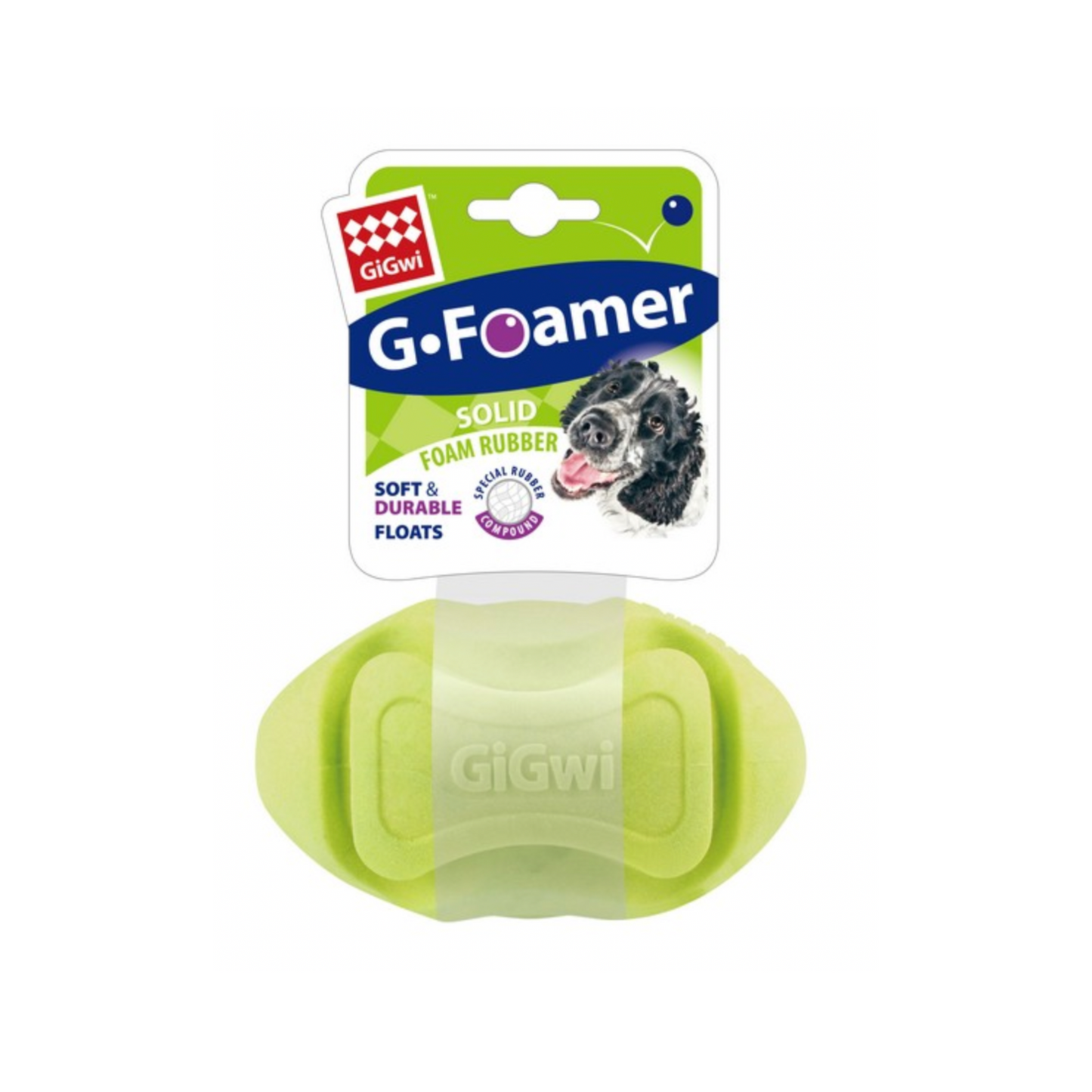 GiGwi Foamer TPR Rugby Ball Durable & Floats On Water Green