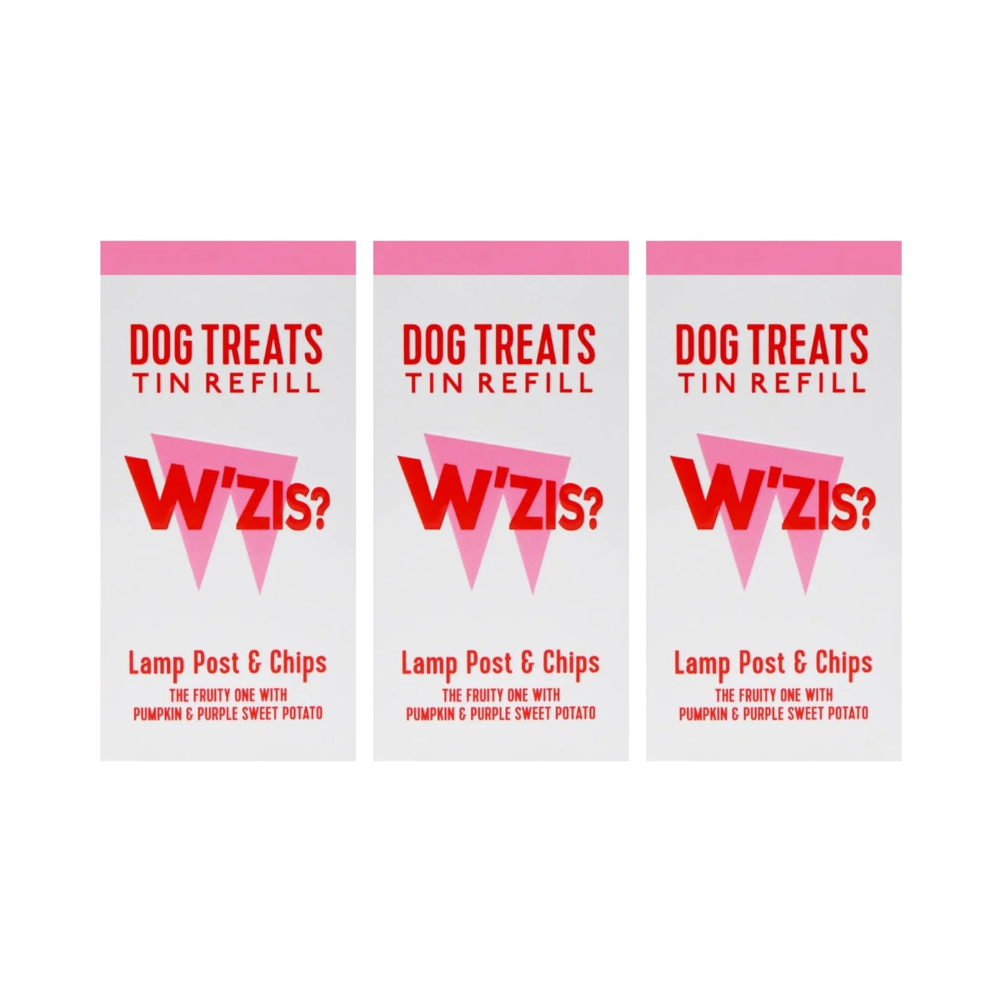 WZIS Dog Treats, Lamp Post & Chips (Pink), Purple Sweet Potato, Pea & Pumpkin Flavour, Available In Quantities 100, 300 & 600