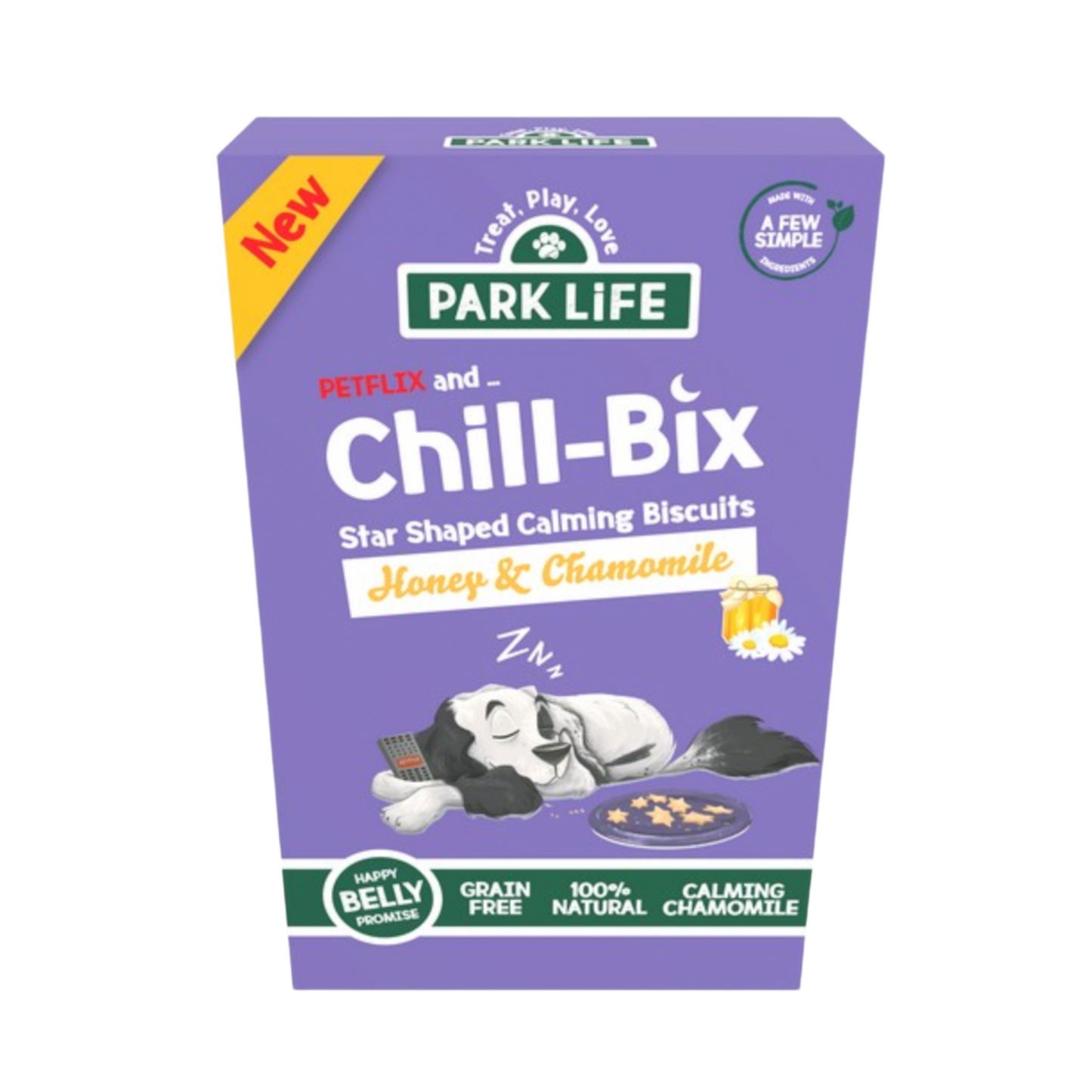 Park Life Chill-Bix Star Shaped Dog Calming Biscuits With Honey & Chamomile 300g