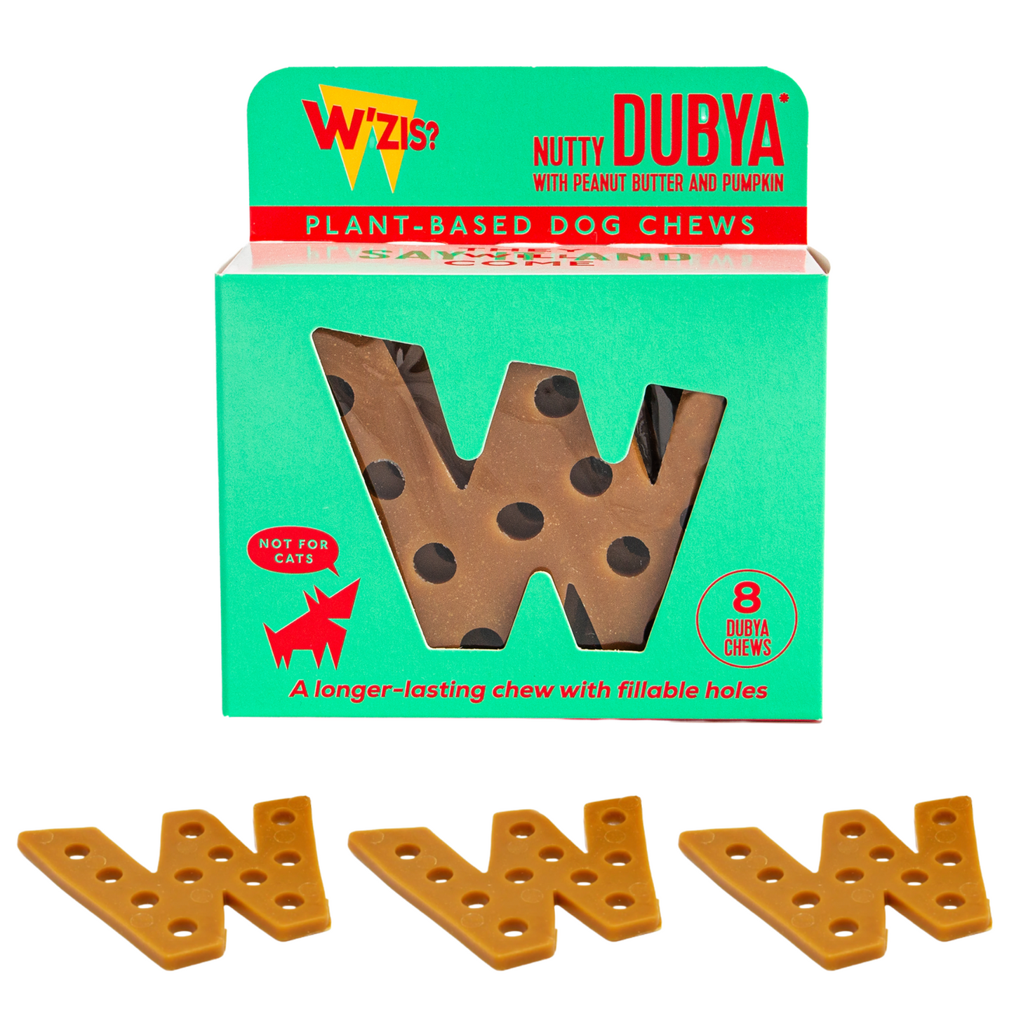 Wzis Dubya Dog Chews Peanut Butter & Smoked Flavour With Holes And Grooves To Add Spreadables