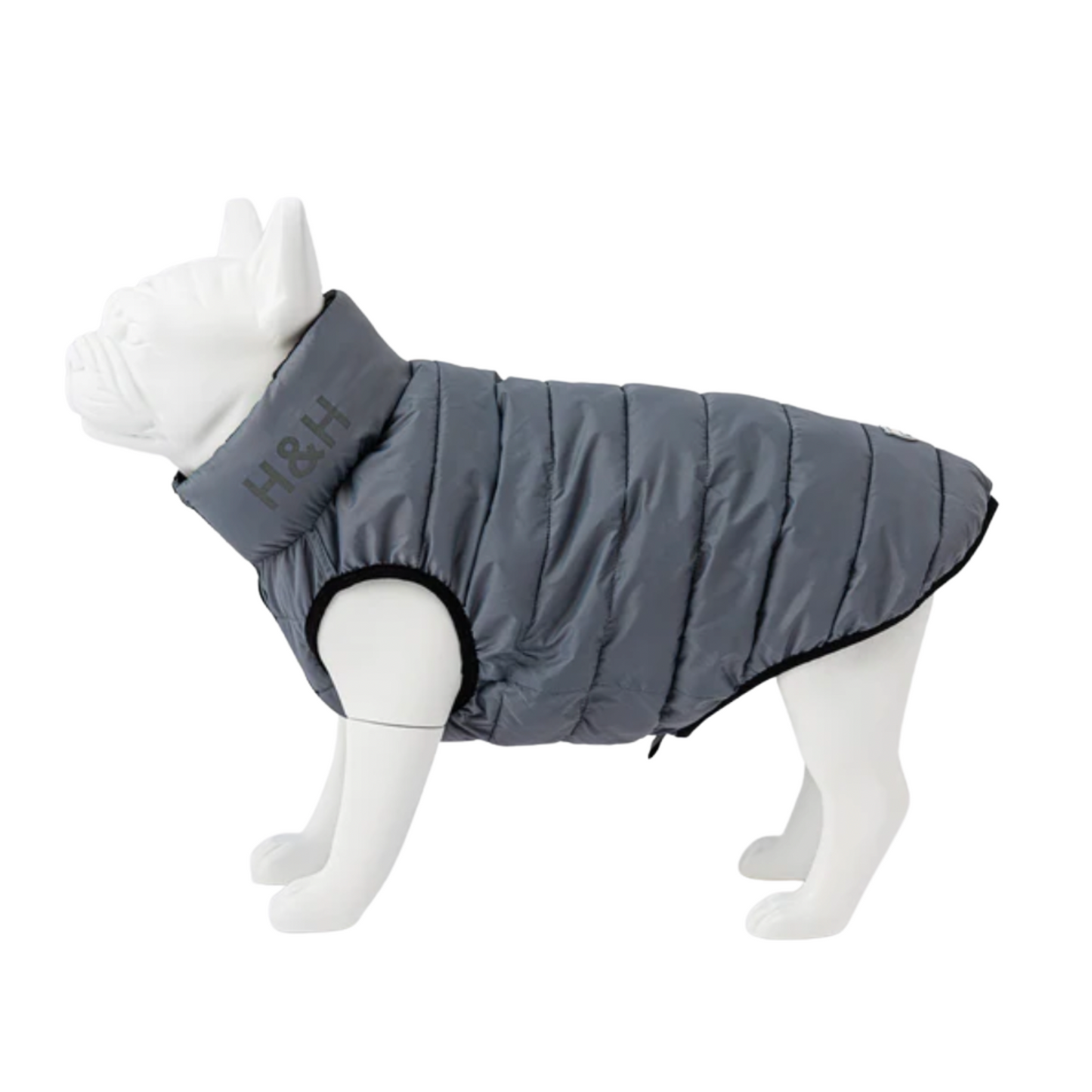 Hugo & Hudson Dog Puffer Jacket Reversible Black & Grey