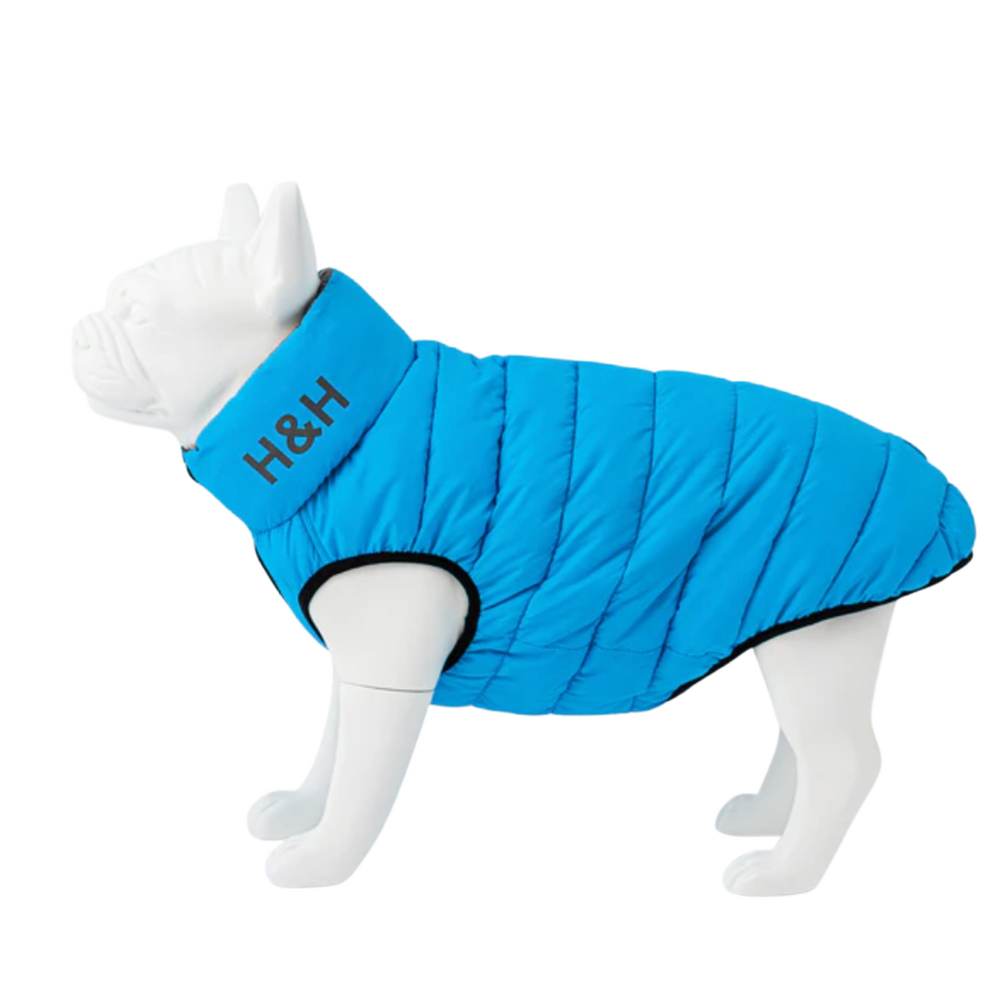 Hugo & Hudson Dog Puffer Jacket Reversible Light Blue & Grey