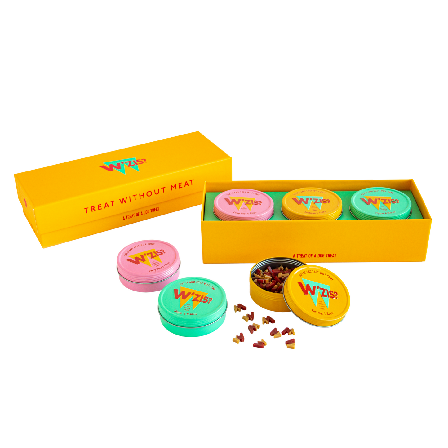 Wzis Triple Tin Gift Box with 3 Tins and 900 Treats