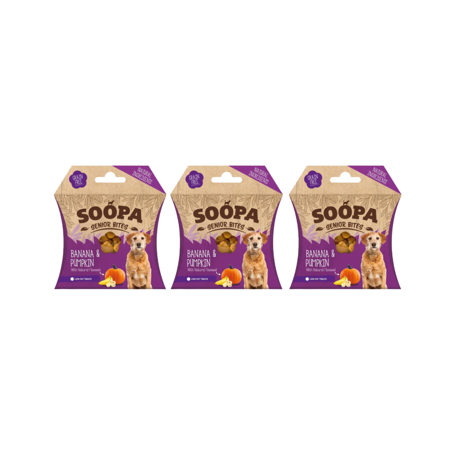 Soopa Senior Healthy Bites Dog Treats Banana, Pumpkin & Flaxseed 50g
