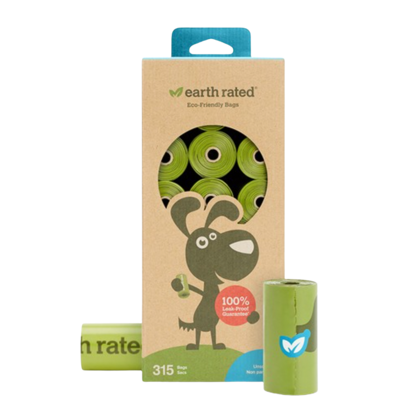 Earth Rated Dog Poop Bags Unscented Without Handles On A Roll 315 Bags In Total (21 Rolls x 15 Bags Per Roll)