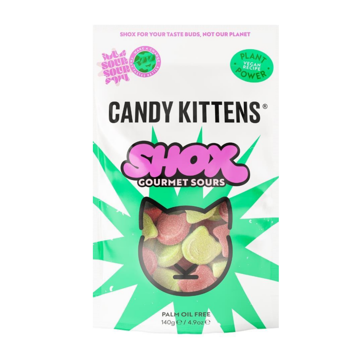 Candy Kittens Sweets Shox, Wild Strawberry, Sour Watermelon, Eton Mess, Very Cherry 140g