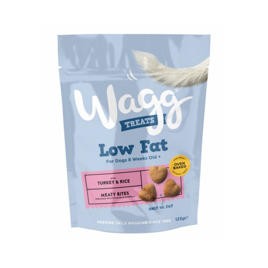 Wagg Low Fat Dog Treats With Turkey & Rice Meaty Bites 125g