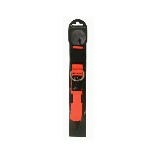 LED Dog Collar Available in 3 Sizes With 3 Settings, Battery INCLUDED, Orange