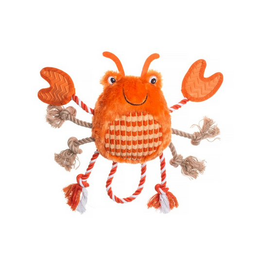 House of Paws Crab, Soft Plush Dog Toy with Rope Legs & Squeaker