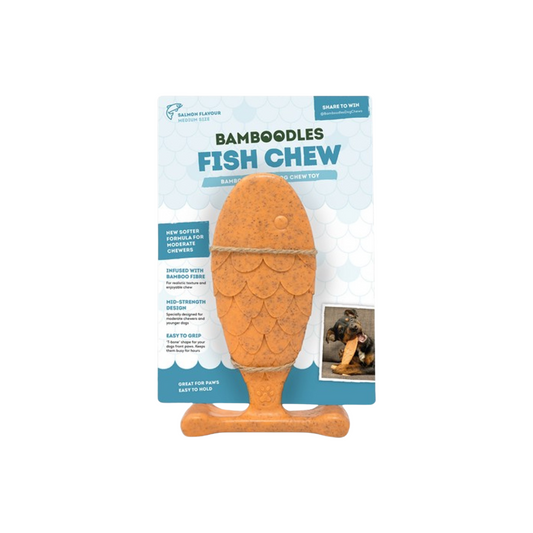Bamboodles Fish Chew Available in 2 Sizes, Suitable for Puppies Too!