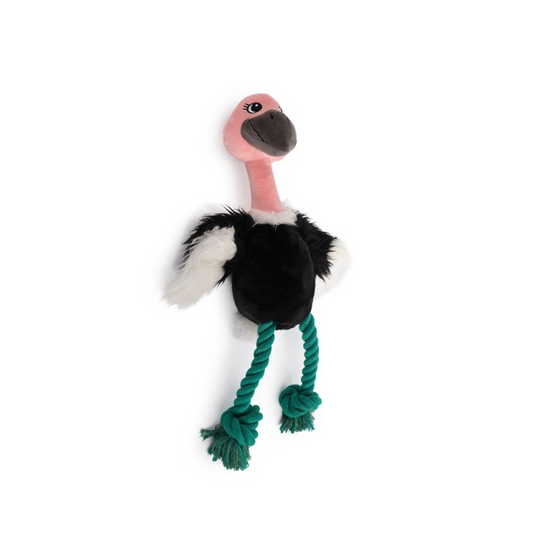 All For Paws Ostrich, Soft Plush Dog Toy with Crinkle Neck & Squeaker