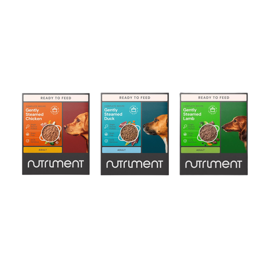 Nutriment Gently Steamed Food For Dogs Available in Duck, Chicken & Lamb Flavour, 395g per Tray