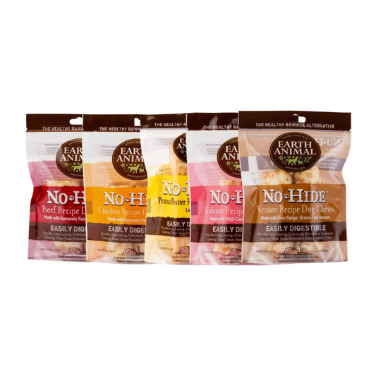 Earth Animal Long Lasting No Hide Chews, Pack of 2, Small & Medium, Available in Beef, Chicken, Peanut Butter, Salmon & Venison