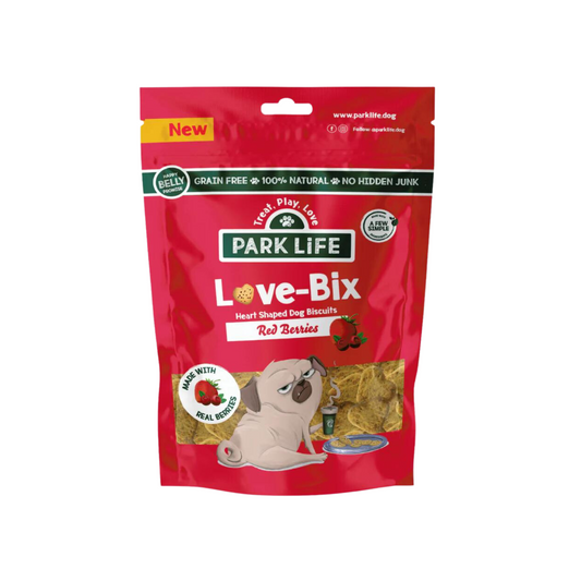 Park Life Love-Bix Heart Shaped Dog Cookies With Red Berries 100g