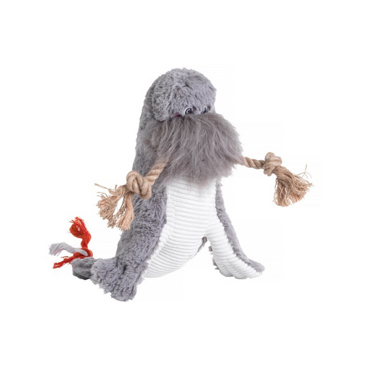 House of Paws Walrus, Soft Plush Dog Toy with Crinkle Tusks & Squeaker