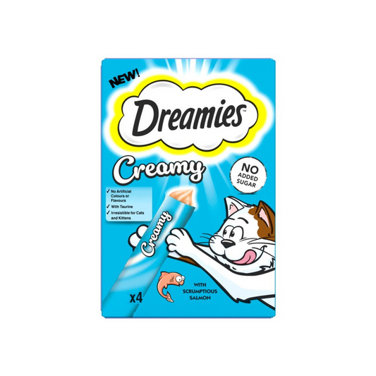 Dreamies Creamy Cat Treats with Salmon, 4 x 10g Tubes Per Pack, Total 40g