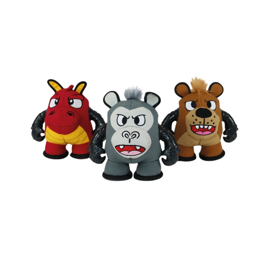Ancol Bad Boy, Soft Plush Dog Toy with Squeaker, Available in Red Dragon & Grey Gorilla