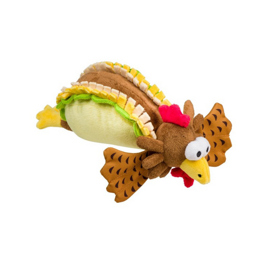 House of Paws Chicken Wrap, Soft Plush Dog Toy with Squeaker