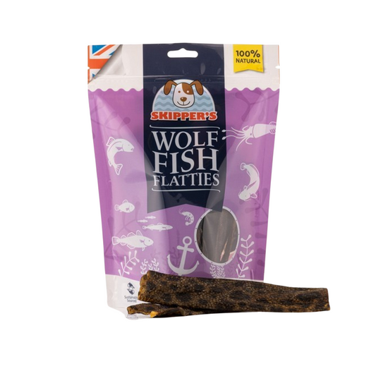 Skippers Wolf Fish Flatties, 100% Natural Air-Dried Fish Dog Treats, 250g