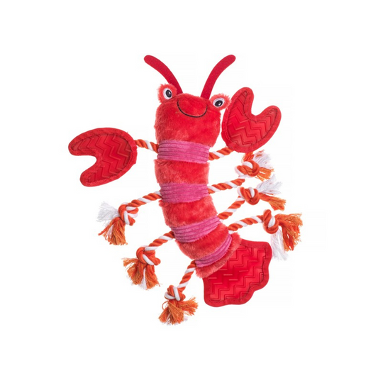 House of Paws Lobster, Soft Plush Dog Toy with Rope Legs & Squeaker