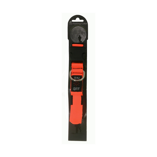 LED Dog Collar Available in 3 Sizes With 3 Settings, Battery INCLUDED, Orange