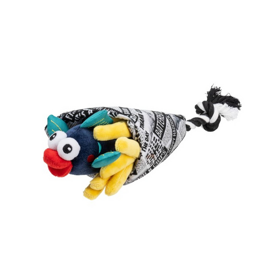 Fish & Chips Dog Toy, Soft Plush Takeaway-Inspired Toy with Squeaker