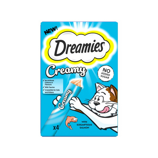Dreamies Creamy Cat Treats with Salmon, 4 x 10g Tubes Per Pack, Total 40g