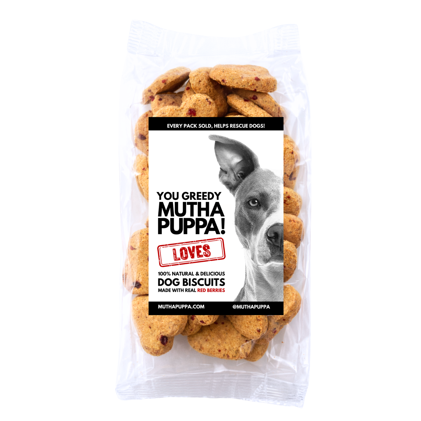 MUTHAPUPPA LOVES, 100% Natural & Delicious Dog Biscuits, Made With Real Red Berries, 300g