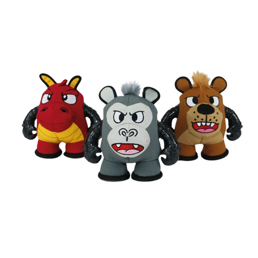Ancol Bad Boy, Soft Plush Dog Toy with Squeaker, Available in Red Dragon & Grey Gorilla