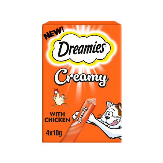 Dreamies Creamy Cat Treats with Chicken, 4 x 10g Tubes Per Pack, Total 40g