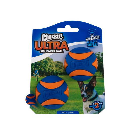 Chuckit Ultra Squeaker Ball, Available in Small & Medium, 2pk